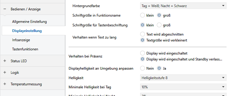 Parameter Bedienen/Anzeige