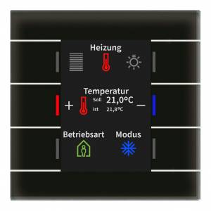 MDT BE-GT2TS.02S KNX-Glastaster II Smart | Temperatursensor | glas schwarz/schwarz