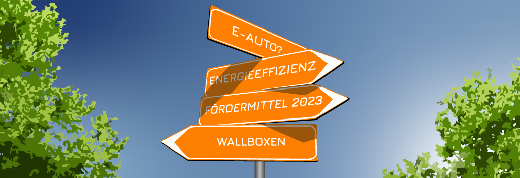 Von Wärmepumpe bis Wallbox Wir erläutern Dir was die Bundesförderung für effiziente Gebäude Neues bringt Symbol zeigt einen Wegweiser, der beim Thema Energieeffizienz Orientierung geben soll.