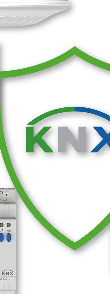 Das Bild zeigt Produkte, die mit KNX Data Secure kompatibel sind.