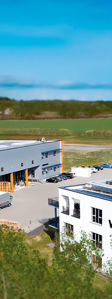 Auf dem Bild ist eine Luftaufnahme von dem Voltus Unternehmensgebäude zu sehen.