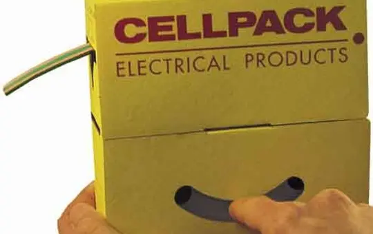 CELLPACK 127065 Schrumpfschlauch in Abrollbox, schwarz Ø 9,5-4,8 mm | 10 m