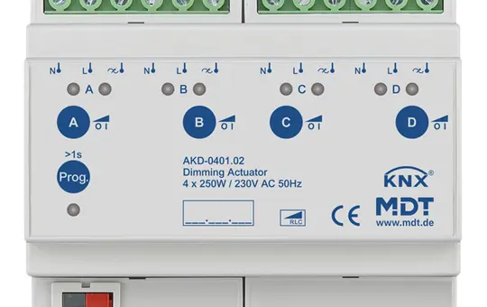 MDT AKD-0401.02 KNX-Dimmaktor 4-fach, Wirkleistungsmessung