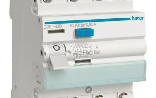 HAGER CDS463D FI-Schutzschalter 4-polig 30 mA Typ A 63 A, QuickConnect
