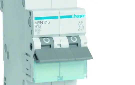 HAGER MBN216 Leitungsschutzschalter 2-polig Typ B 16 A
