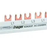 HAGER KDN363F Phasenschiene 3-polig für FI 12 TE, 63 A