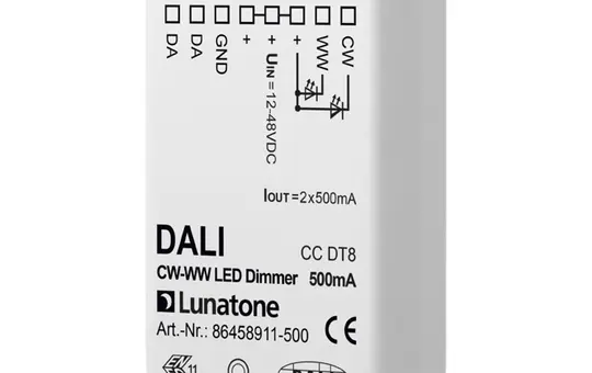 LUNATONE 86458911-500 DALI-LED-Dimmaktor CC DT8 UP TW, 500 mA