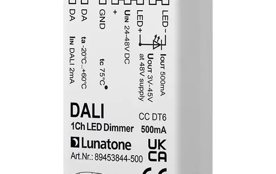 LUNATONE 89453844-500 DALI-LED-Dimmaktor CC DT6 UP 1-fach, 500 mA