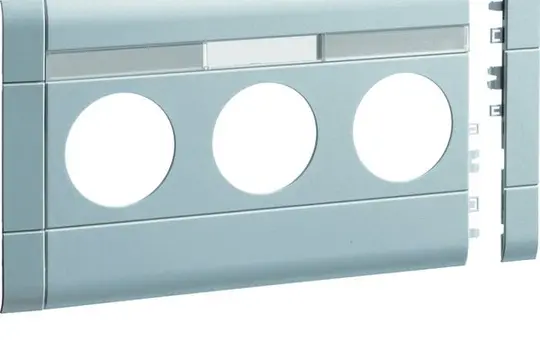 HAGER GB12031LAN beschr. Modularblende für Steckdose 3-fach, 120 mm, Kunststoff halogenfrei, für BRA/S | aluminium