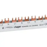 HAGER KDN450D Phasenschiene 3-polig für FI+FI/LS 12 TE, 80 A