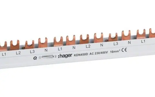 HAGER KDN450D Phasenschiene 3-polig für FI+FI/LS 12 TE, 80 A