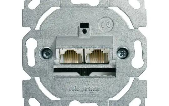 TELEGAERTNER J00020A0502 Netzwerkdose 2-fach, Cat. 6a