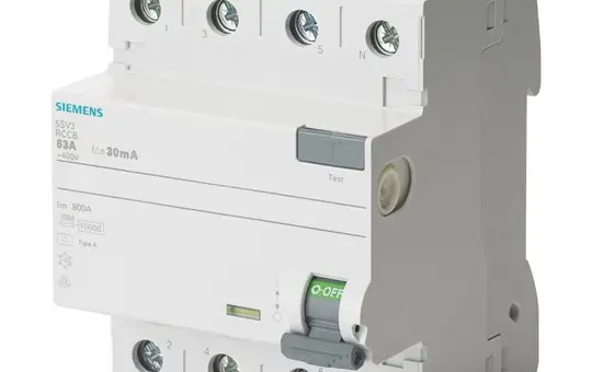 SIEMENS 5SV3344-6 FI-Schutzschalter 4-polig 30 mA Typ A 40 A, N rechts