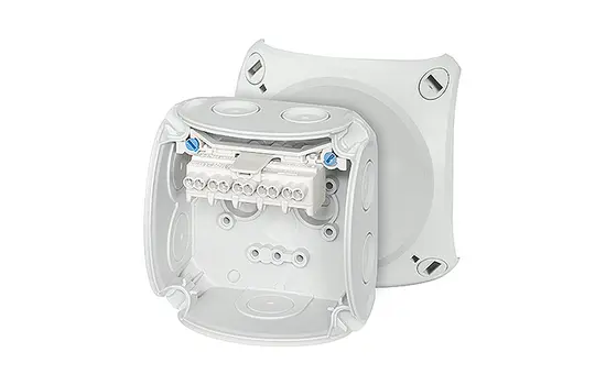 HENSEL DK0202G Abzweigkasten Serie DK m. Klemmen 93x93x62 mm | grau | 5x2,5 mm²