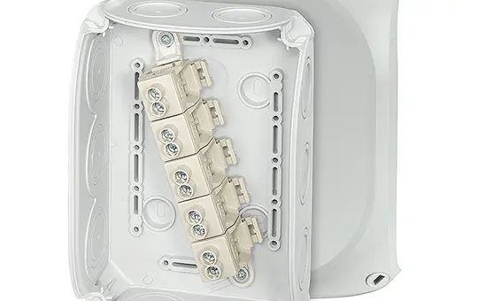 HENSEL DK1010G Abzweigkasten Serie DK m. Klemmen 130x180x77 mm | grau | 5x4-10 mm²