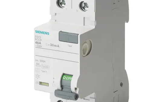SIEMENS 5SV3314-6 FI-Schutzschalter 2-polig 30 mA Typ A 40 A, N rechts