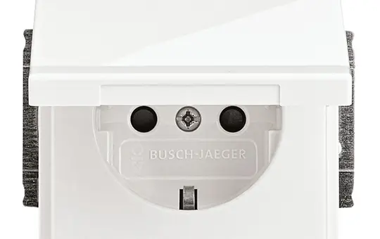 BUSCH-JAEGER 20EUKB-84 SCHUKO-Steckdose Future Berührungsschutz, Klappdeckel | studioweiß
