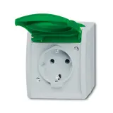 BUSCH-JAEGER 20EWN-13-53 beschr. SCHUKO-AP-Steckdose Ocean 1-fach, grüner Deckel | grau/blaugrün