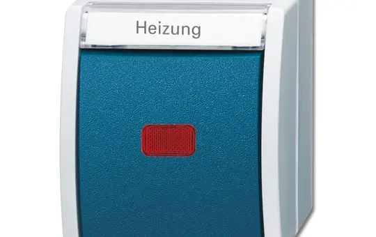 BUSCH-JAEGER 2601/2SKWNH-53 beschr. Kontrollschalter Ocean Ausschalter, 2-polig, Heizung | grau/blaugrün