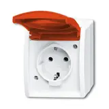 BUSCH-JAEGER 20EW/DVN-54 SCHUKO-AP-Steckdose Ocean 1-fach, roter Deckel | alpinweiß