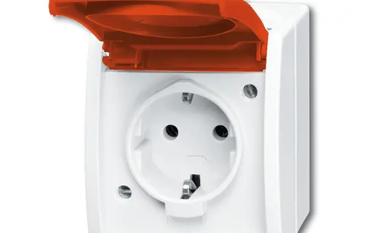 BUSCH-JAEGER 20EW/DVN-54 SCHUKO-AP-Steckdose Ocean 1-fach, roter Deckel | alpinweiß