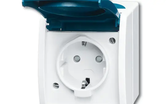 BUSCH-JAEGER 20EBW-53 SCHUKO-AP-Steckdose Ocean 2-fach, Berührungsschutz | grau/blaugrün