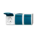 BUSCH-JAEGER 2300/3EBW-53 SCHUKO-AP-Steckdose Ocean 3-fach, waagerecht, Berührungsschutz | grau/blaugrün