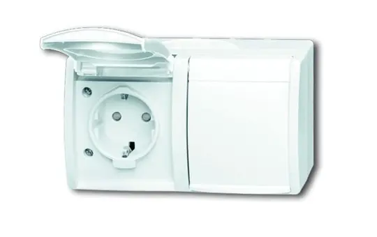 BUSCH-JAEGER 20/2EBW-54 SCHUKO-AP-Steckdose Ocean 2-fach, waagerecht, Berührungsschutz | alpinweiß