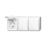 BUSCH-JAEGER 2300/3EBW-54 SCHUKO-AP-Steckdose Ocean 3-fach, waagerecht, Berührungsschutz | alpinweiß