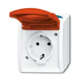 BUSCH-JAEGER 20EW/DVN-53 SCHUKO-AP-Steckdose Ocean 1-fach, roter Deckel | grau/blaugrün