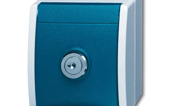 BUSCH-JAEGER 20EWSL-53 SCHUKO-AP-Steckdose Ocean 1-fach, Sicherheitsschloss | grau/blaugrün