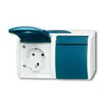 BUSCH-JAEGER 20/2EW-53 SCHUKO-AP-Steckdose Ocean 2-fach, waagerecht | grau/blaugrün