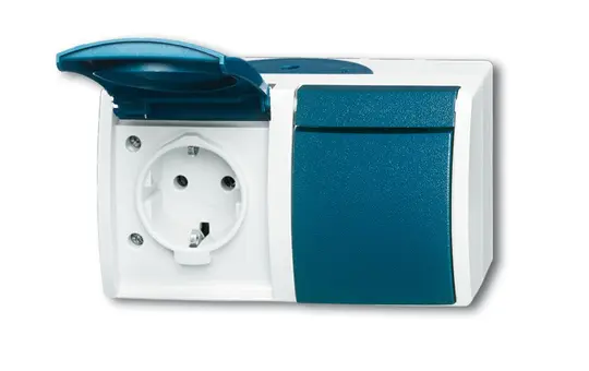BUSCH-JAEGER 20/2EW-53 SCHUKO-AP-Steckdose Ocean 2-fach, waagerecht | grau/blaugrün
