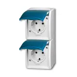 BUSCH-JAEGER 20-02EW-53 SCHUKO-AP-Steckdose Ocean 2-fach, senkrecht | grau/blaugrün