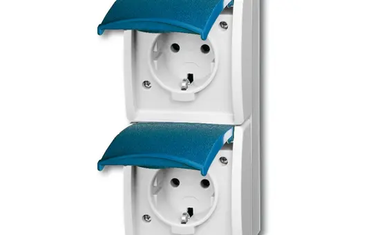 BUSCH-JAEGER 20-02EW-53 SCHUKO-AP-Steckdose Ocean 2-fach, senkrecht | grau/blaugrün