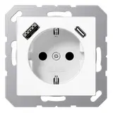 JUNG A1520-15CAWW SCHUKO-Steckdose A/AS USB-A/C, 3,0 A, Berührungsschutz | alpinweiß