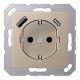 JUNG A1520-15CACH SCHUKO-Steckdose A/AS USB-A/C, 3,0 A | champagner