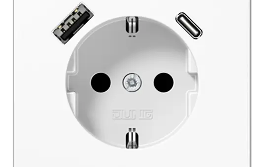 JUNG LS1520-15CAWW SCHUKO-Steckdose LS USB-A/C, 3,0 A | alpinweiß