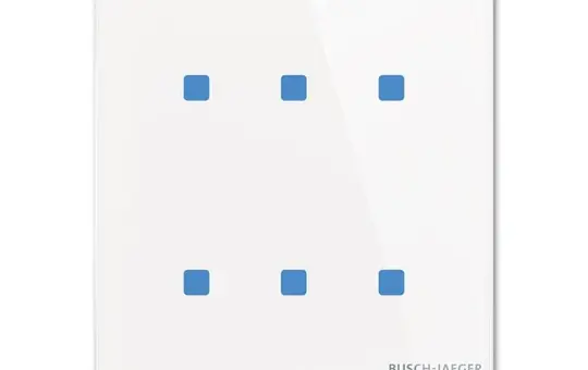 BUSCH-JAEGER TB/U6.4.11-CG KNX-Tastsensor Standard tacteo 6-fach, waagerecht | glas weiß | 86x86 mm