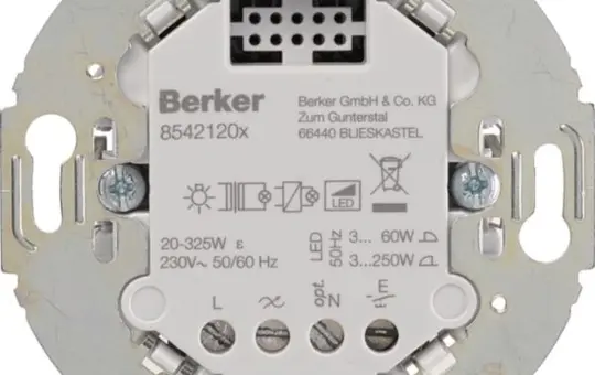 BERKER 85421201 Tastdimmer 1-fach, rund, RLC, 25-400 W