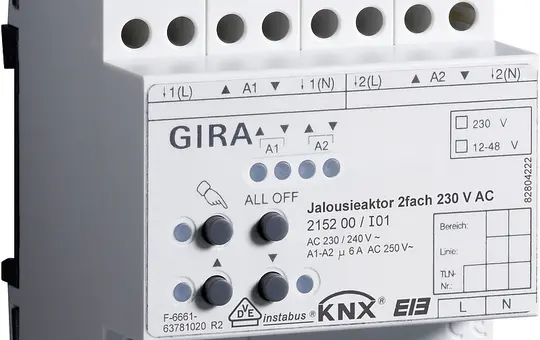 GIRA 215200 KNX-Jalousieaktor 230 V AC 2-fach, Plus