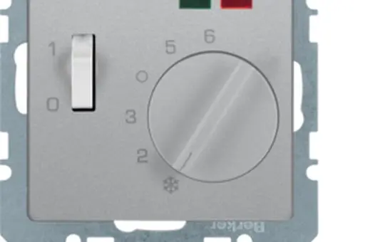 BERKER 20346084 UP-Temperaturregler Q.1/Q.3 Schließer, 230 V, FBH, Ausschalter, Kontrolllicht | alu samt