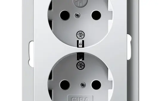 GIRA 273127 SCHUKO-Steckdose System 55 2-fach, für 1-fache UP-Dose | reinweiß seidenmatt