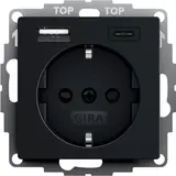 GIRA 2459005 SCHUKO-Steckdose System 55 USB-A/C, Berührungsschutz | schwarz matt