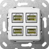 GIRA 569903 Kommunikationseinsatz 4 x RJ45, LSA+ | reinweiß glänzend
