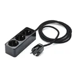 THPG 100339 Dreifach Tischsteckdose Duroplast schwarz Kabel schwarz | schwarz