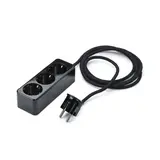 THPG 100854 Dreifach Tischsteckdose Duroplast schwarz Kabel schwarz, Winkelstecker | schwarz