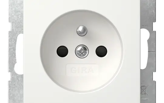 GIRA 448527 internationale Steckdose System 55 FR/BE, Berührungsschutz | reinweiß seidenmatt