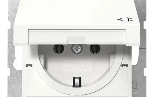 GIRA 445427 SCHUKO-Steckdose System 55 Klappdeckel | reinweiß seidenmatt