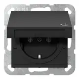 GIRA 4454005 SCHUKO-Steckdose System 55 Klappdeckel | schwarz matt